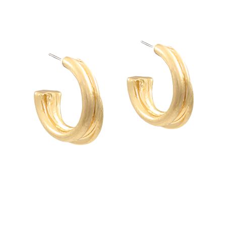 10mm Textured Metal Hoop Earrings Womens Earrings Golden Stella