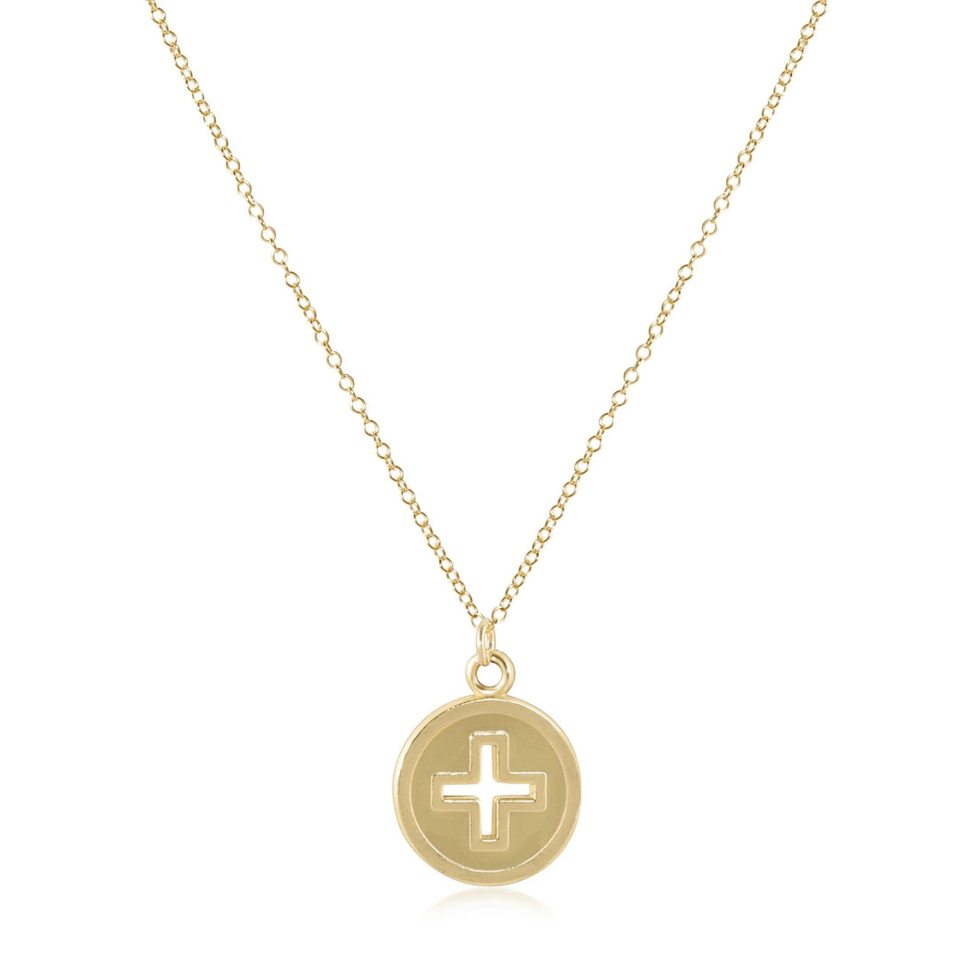 16" Necklace Gold - Signature Cross Gold Disc Womens Necklace ENewton