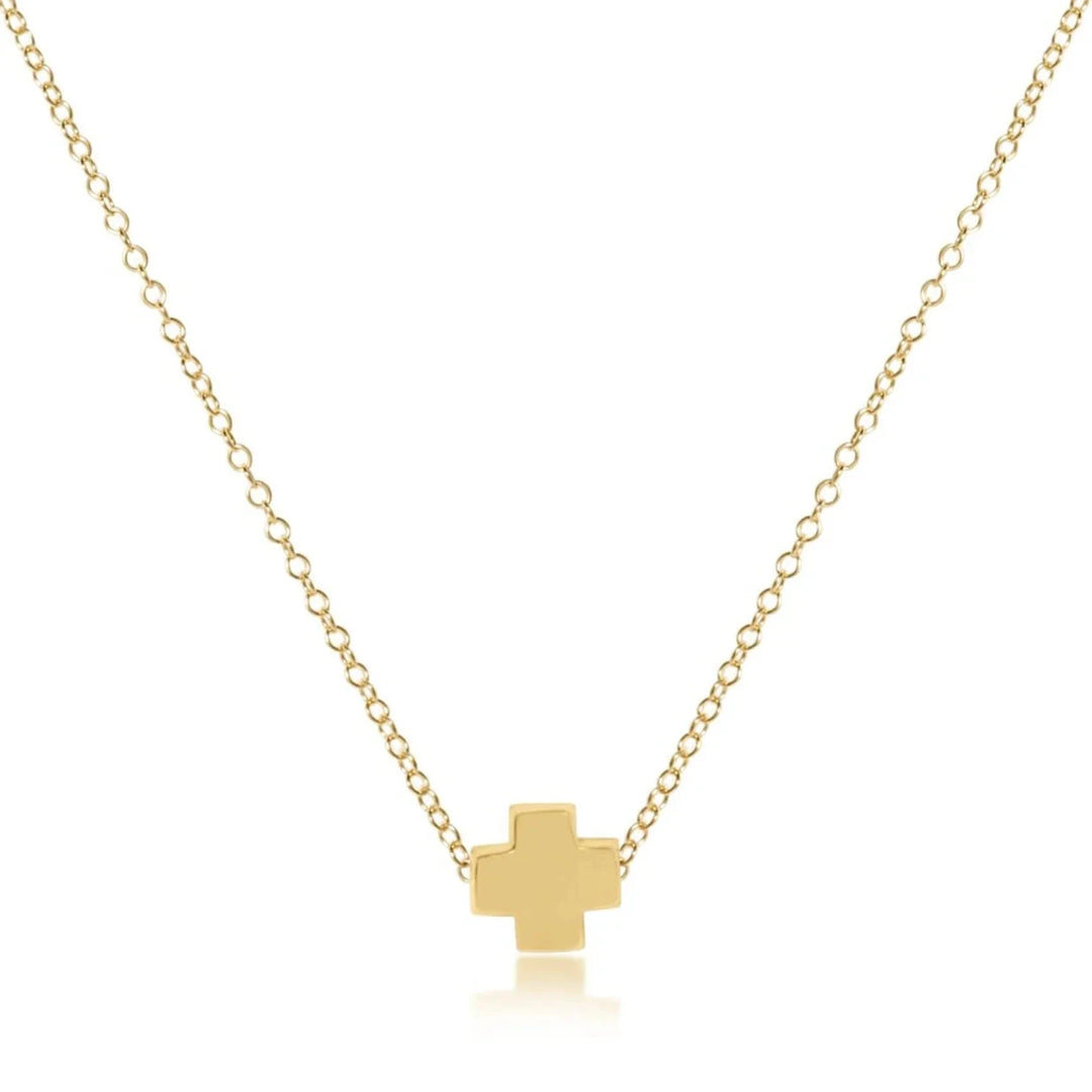 16" Necklace Gold - Signature Cross Gold Womens Necklace ENewton