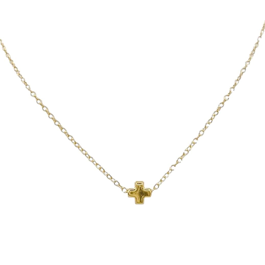16" Necklace Gold - Signature Cross Small Gold Womens Necklace ENewton