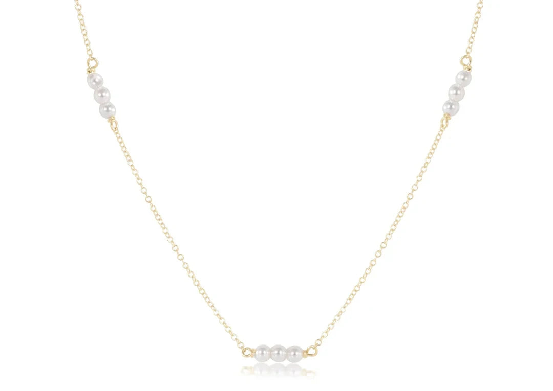 17" Choker Joy Simplicity Chain Gold and 3mm Pearl Womens Necklace ENewton