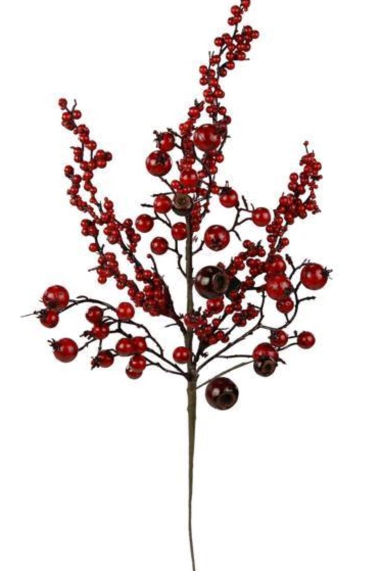 27.5" Berry Branch Red/Brown Spray Faux Florals A & B Floral