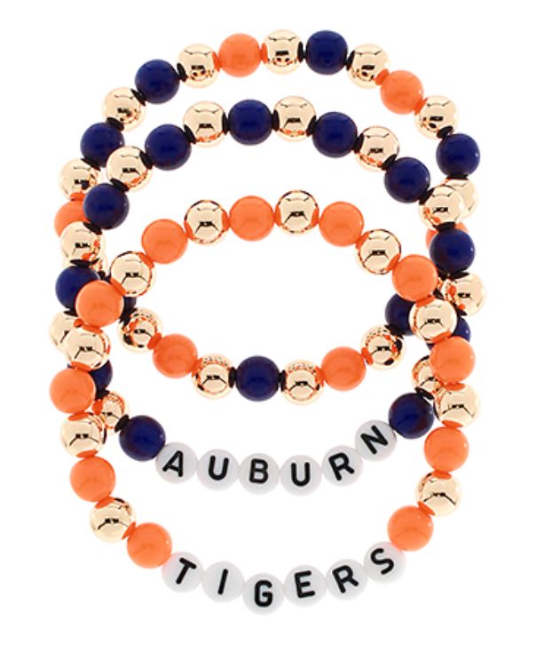 3 Row Beaded Gameday Bracelet - Auburn Womens Bracelet Golden Stella