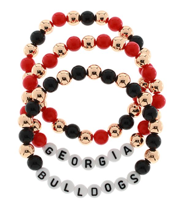 3 Row Beaded Gameday Bracelet - Georgia Womens Bracelet Golden Stella