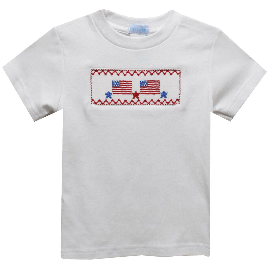 4th of July Knit Smocked T-Shirt Boy Shirt Vive La Fete