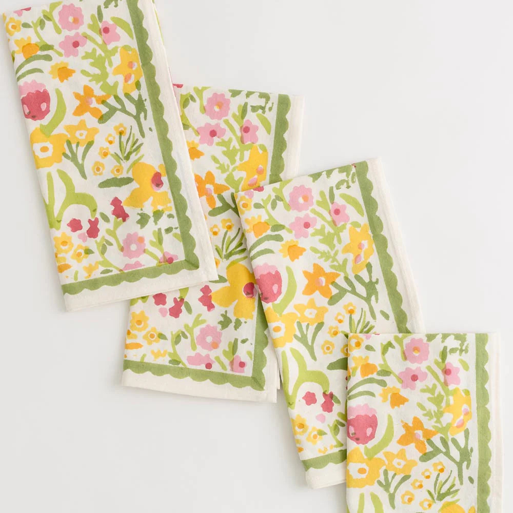 70s Flower Napkins Dinner Napkins Pomegranate