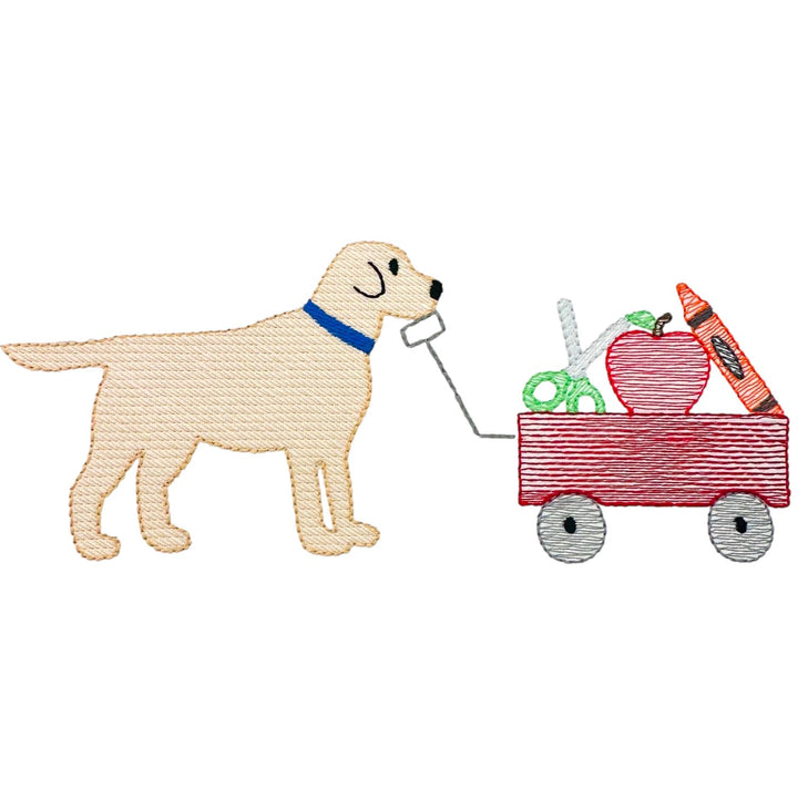Back To School Embroidery Holiday Embroidery The Horseshoe Crab Dog with School Wagon