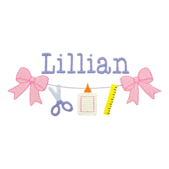 Back To School Embroidery Holiday Embroidery The Horseshoe Crab School Supplies Bunting with Bows