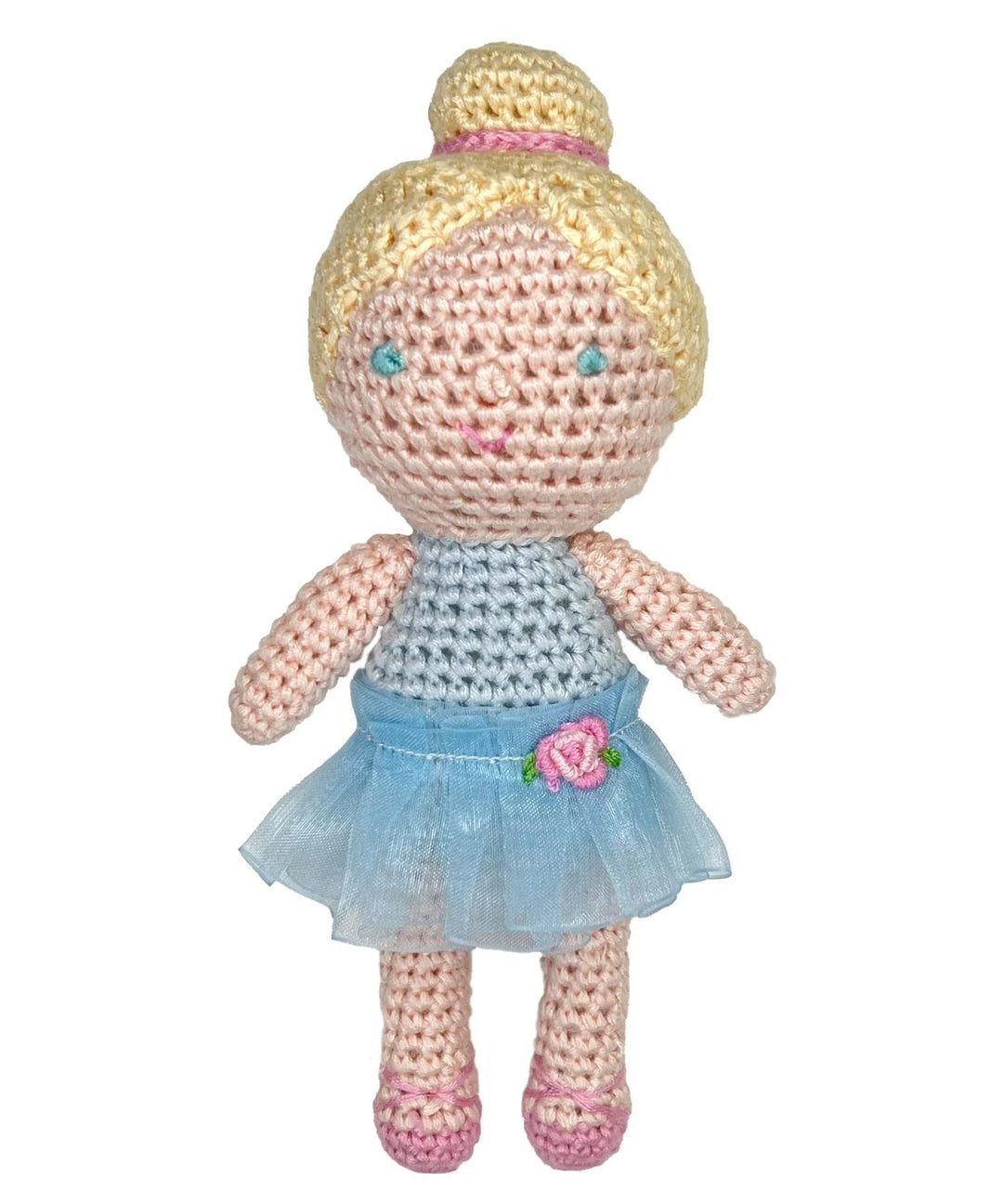 Blonder Ballerina Crochet Rattle Rattle Zubels