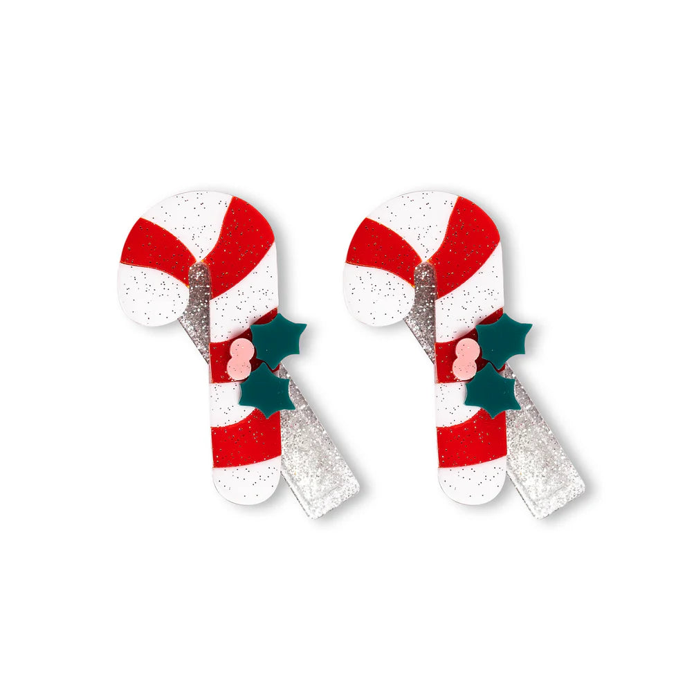 Candy Cane Alligator Clips Girl Hair Accessory Lilies and Roses
