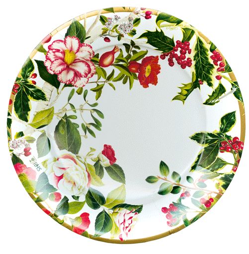 Christmas Chinoiserie Salad & Dessert Paper Plates - 8 Per Package Paper Products Caspari