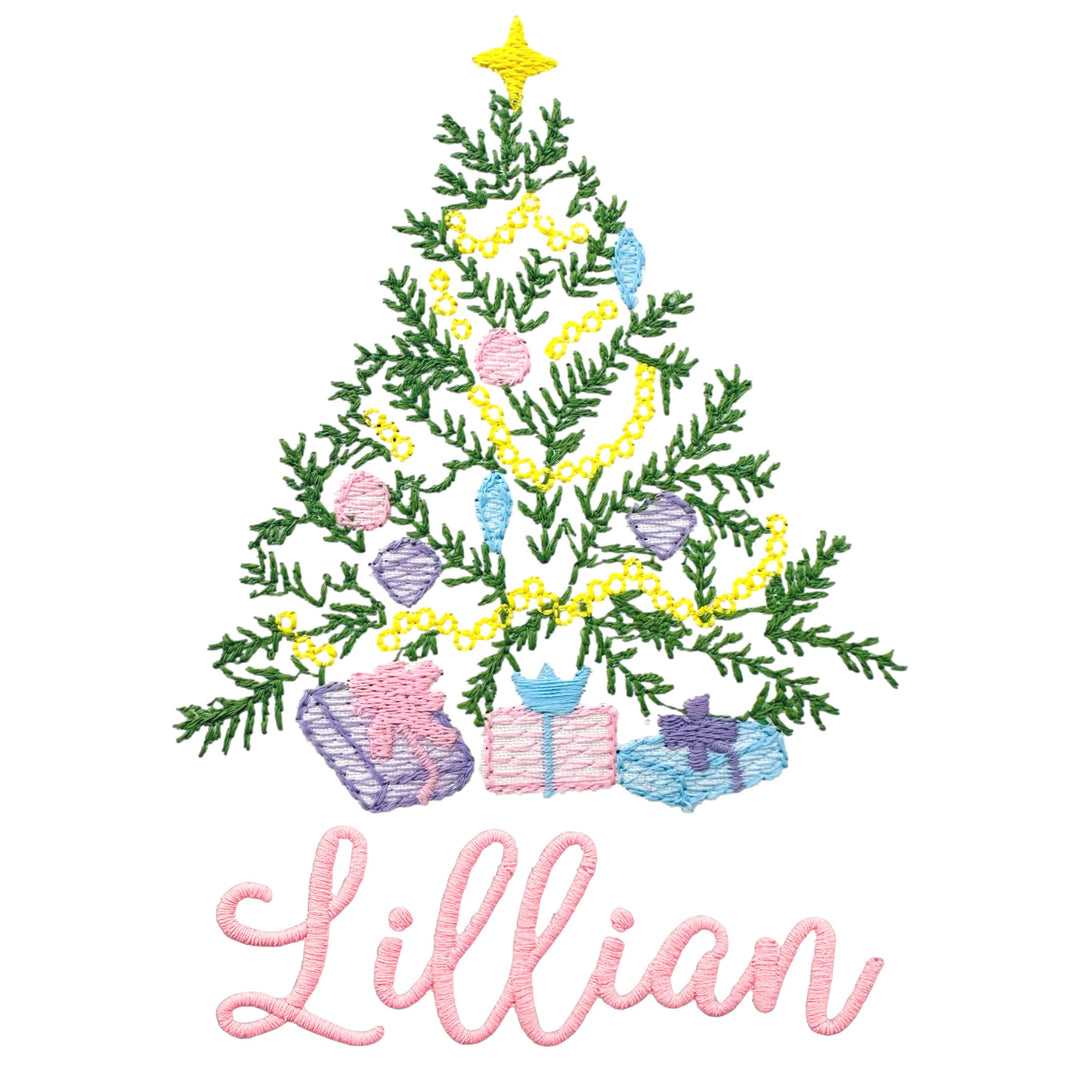 Christmas Embroidery Options Holiday Embroidery The Horseshoe Crab Christmas Tree and Presents