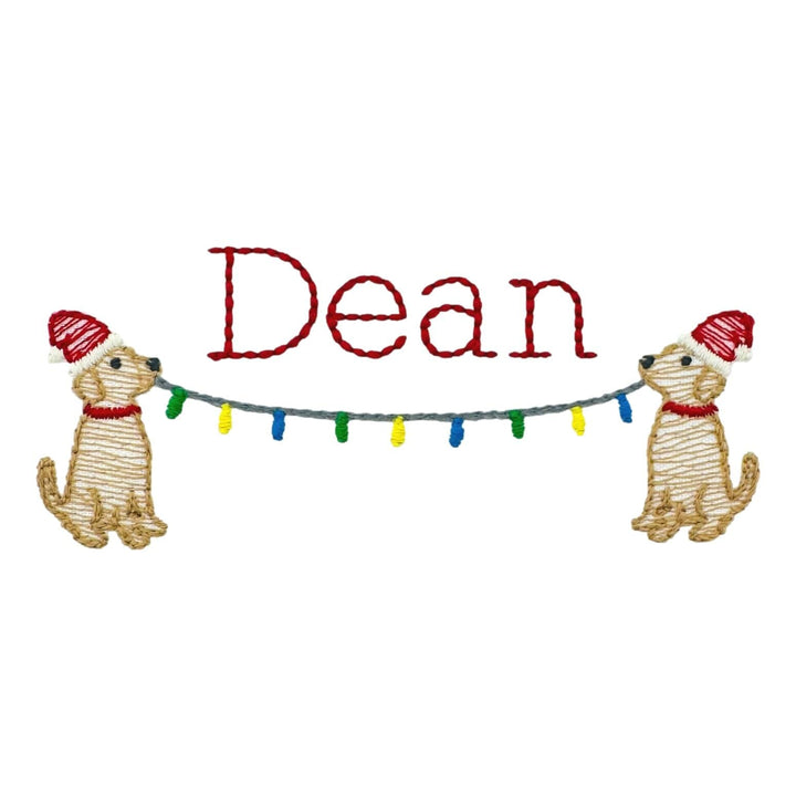 Christmas Embroidery Options Holiday Embroidery The Horseshoe Crab Dogs with String of Lights - Boy