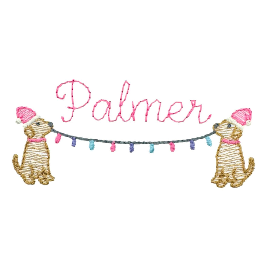 Christmas Embroidery Options Holiday Embroidery The Horseshoe Crab Dogs with String of Lights - Girl