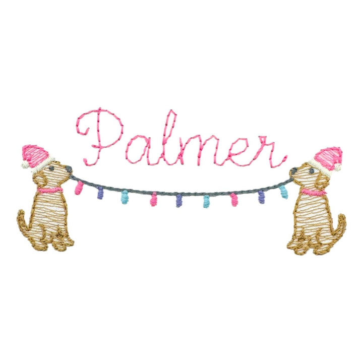 Christmas Embroidery Options Holiday Embroidery The Horseshoe Crab Dogs with String of Lights - Girl