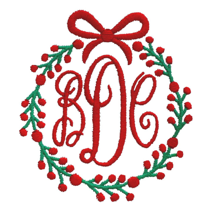 Christmas Embroidery Options Holiday Embroidery The Horseshoe Crab Holly Circle with Bow