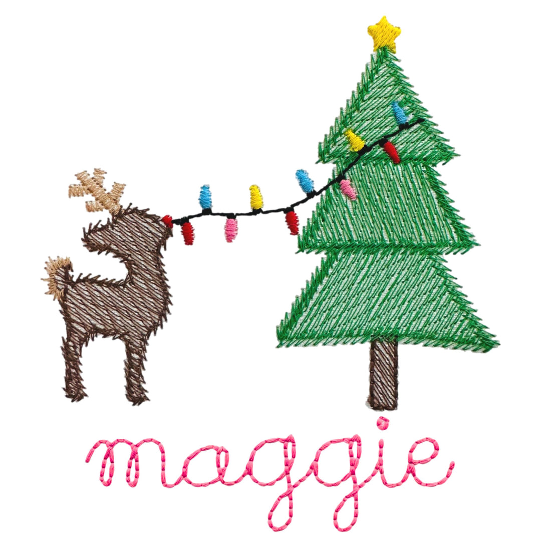 Christmas Embroidery Options Holiday Embroidery The Horseshoe Crab Reindeer with Christmas Tree