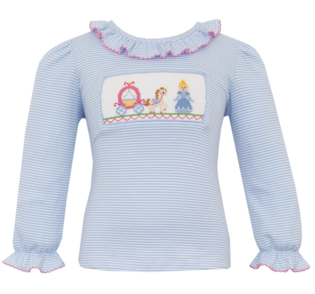 Cinderella Long Sleeve Smocked Shirt Girl Shirt Anavini