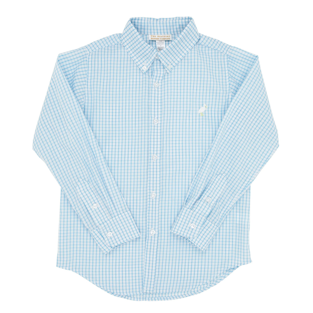 Dean's List Dress Shirt - Brookline Blue Windowpane Boy Shirt Beaufort Bonnet 