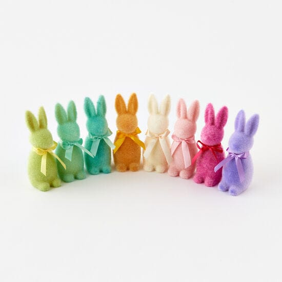 Flocked Pastel Bunny Easter Decorations 180 Degrees
