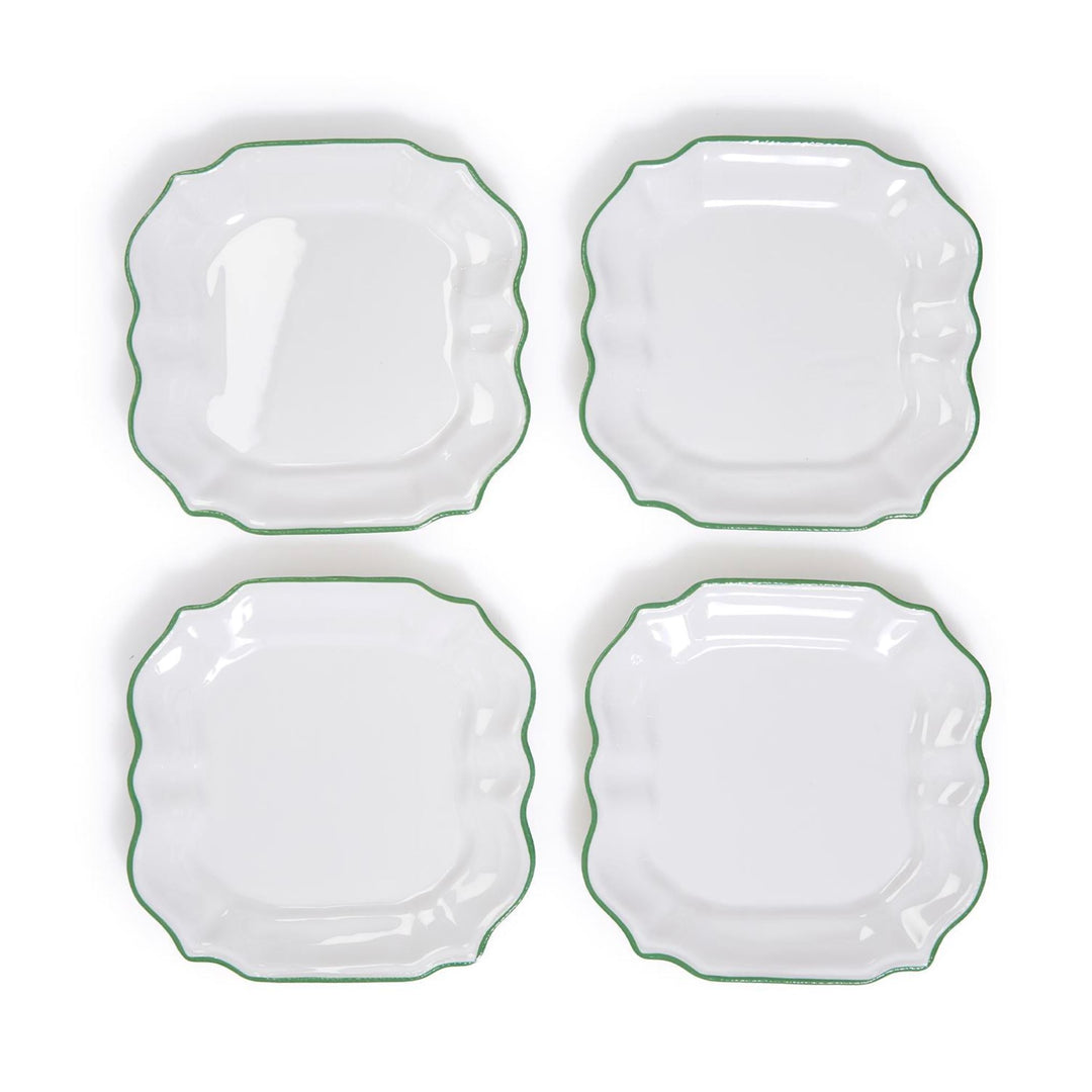 Garden Soiree Salad and Dessert Plates with Green Border - Set of 4 Serving Piece Two's Company 