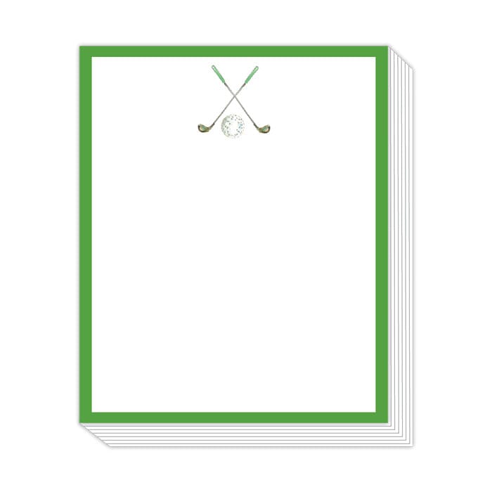 Golf Club and Ball with Green Border Notepad Notebooks & Notepads Rosanne Beck