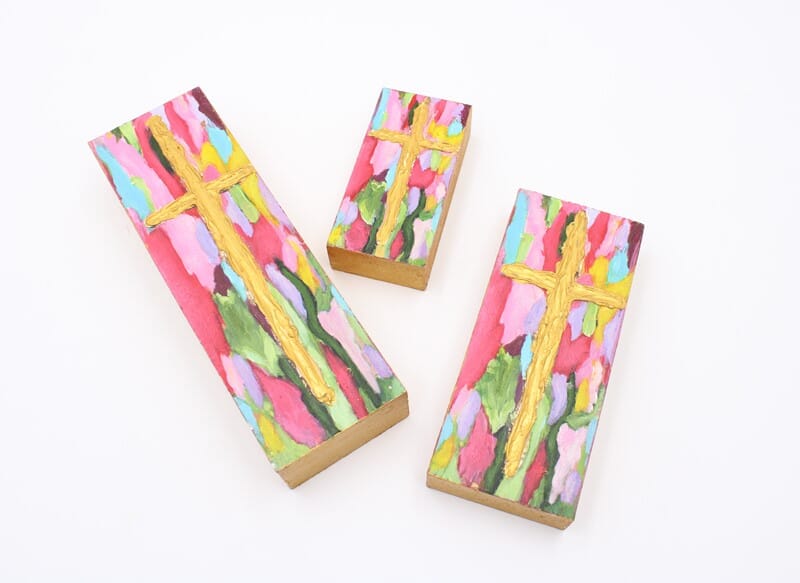 Handpainted Cross Wood Block - Bold Colors Home Decor Trade Cie