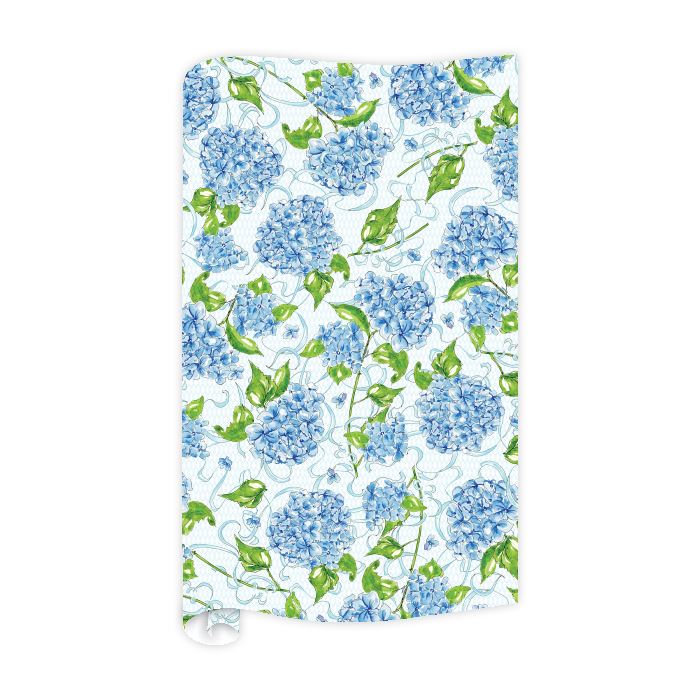Handpainted Garden Party Blue Hydrangea Wrapping Paper Wrapping Paper Rosanne Beck