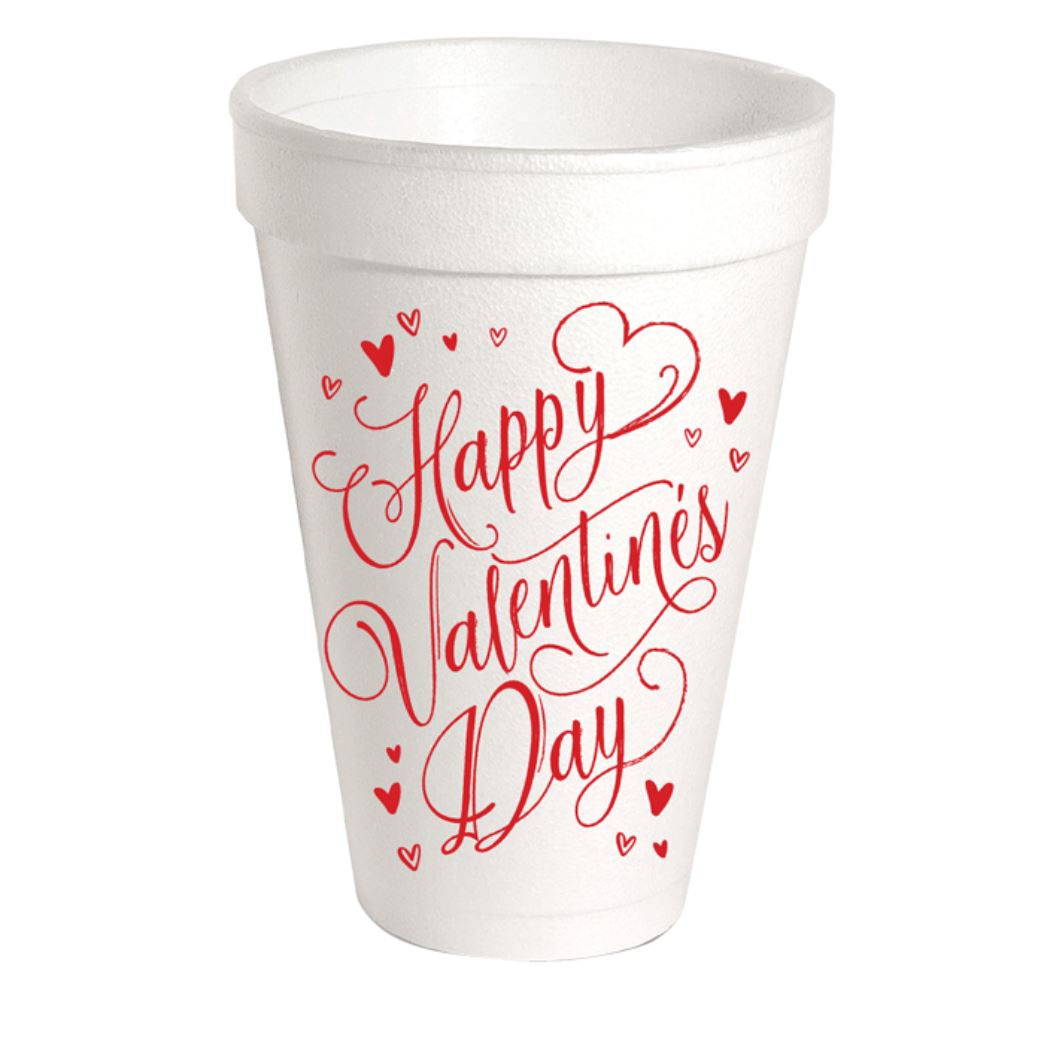 Happy Valentine's Day Hearts Styrofoam Cups Drinkware Rosanne Beck