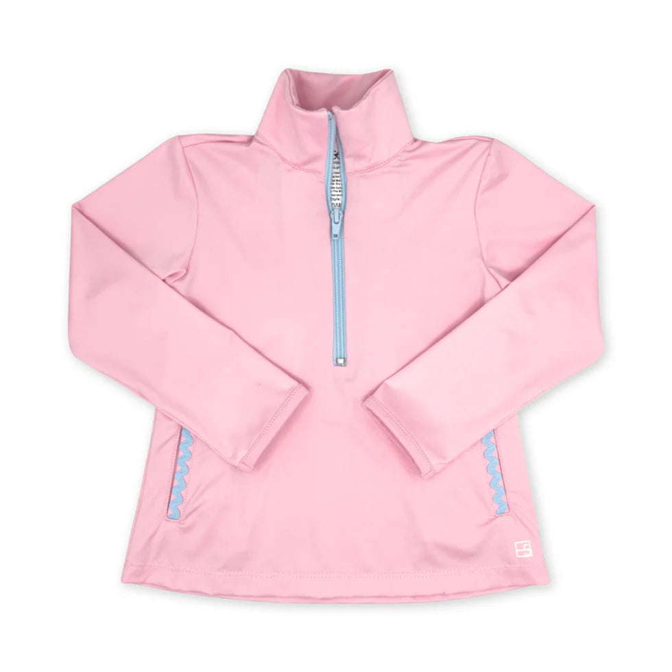 Heather Half Zip - Cotton Candy Pink, Cotton Candy Blue Girl Jacket Set Athleisure