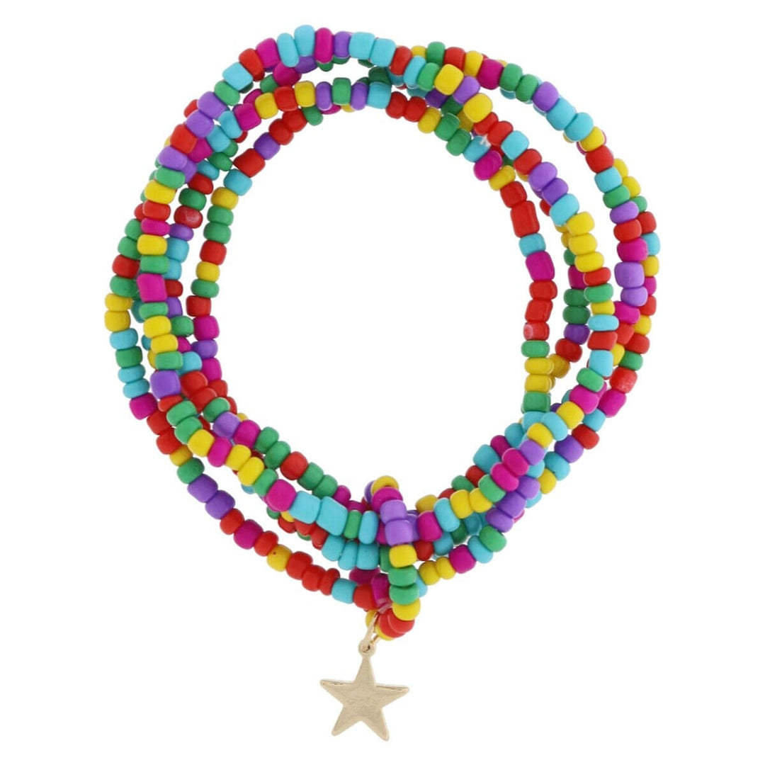 Kids 5 Strand Beaded with Star Charm Bracelet - Multi Girl Bracelet Jane Marie