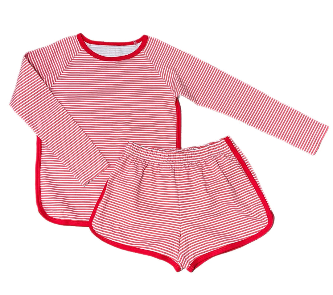 Loungewear Set - Red Stripe Girl Pajamas James and Lottie
