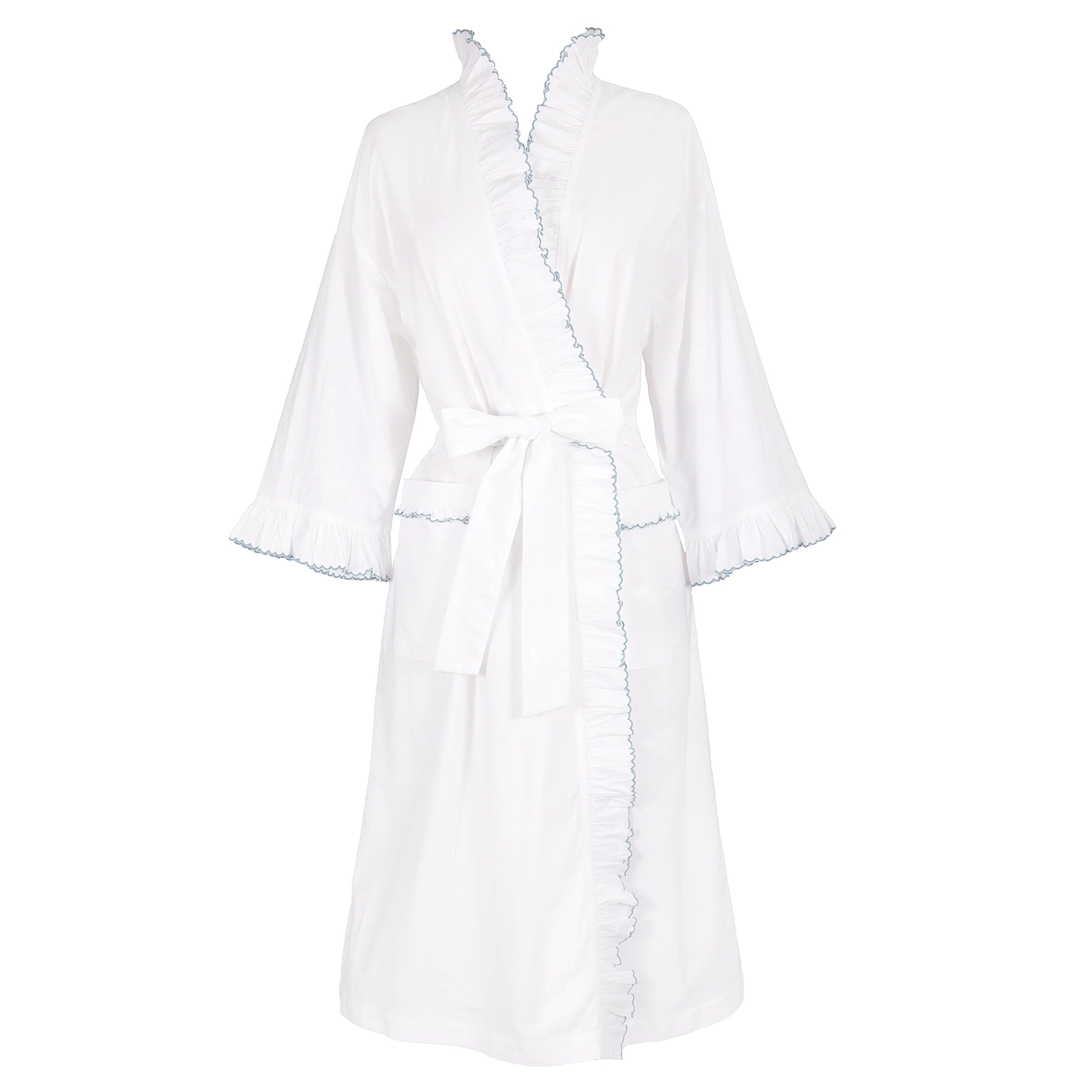 Lulie Cotton Ruffle Robe Light Blue – The Horseshoe Crab