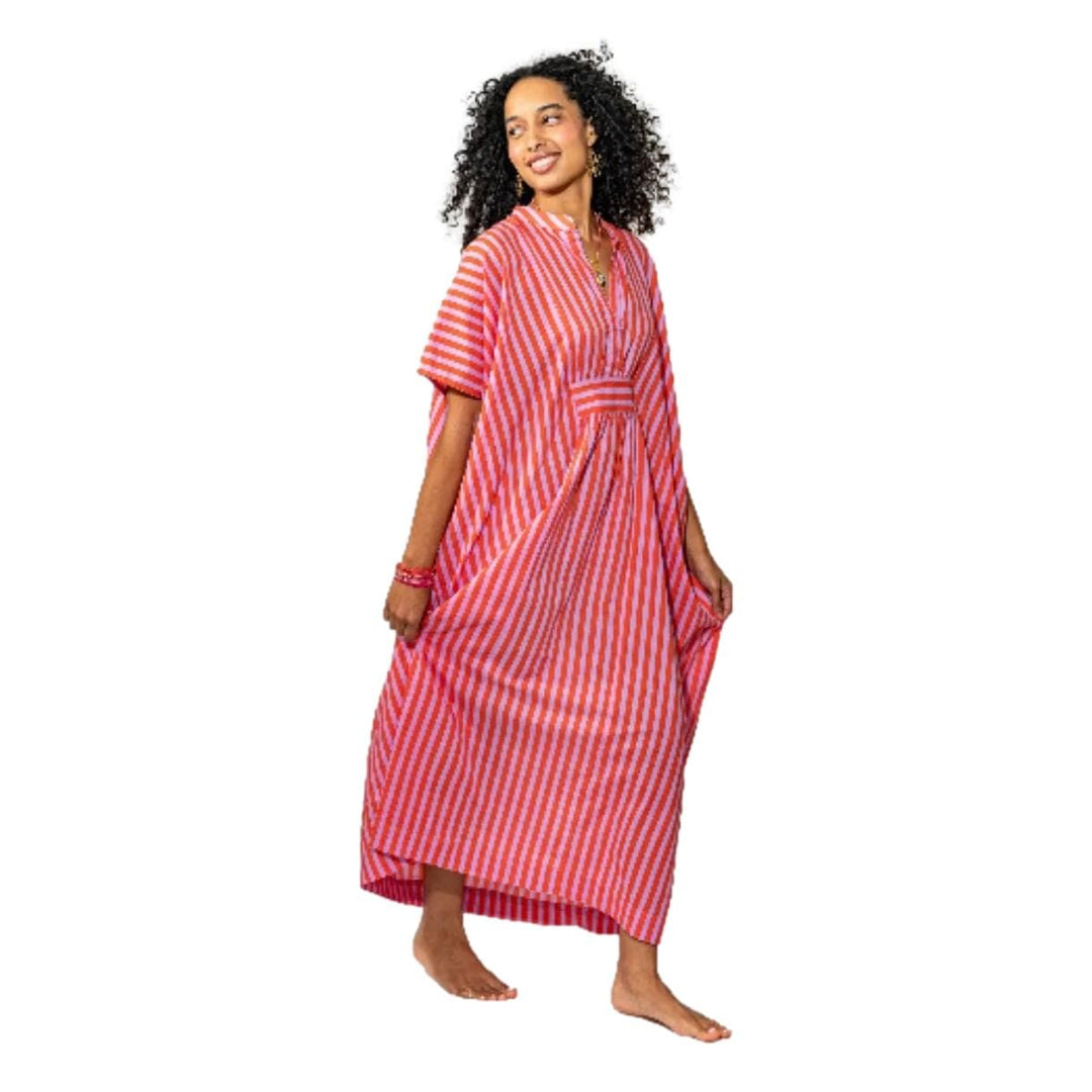 Margot Striped Kaftan - Lavender and Poppy Womens Cover Up Ink and Alloy