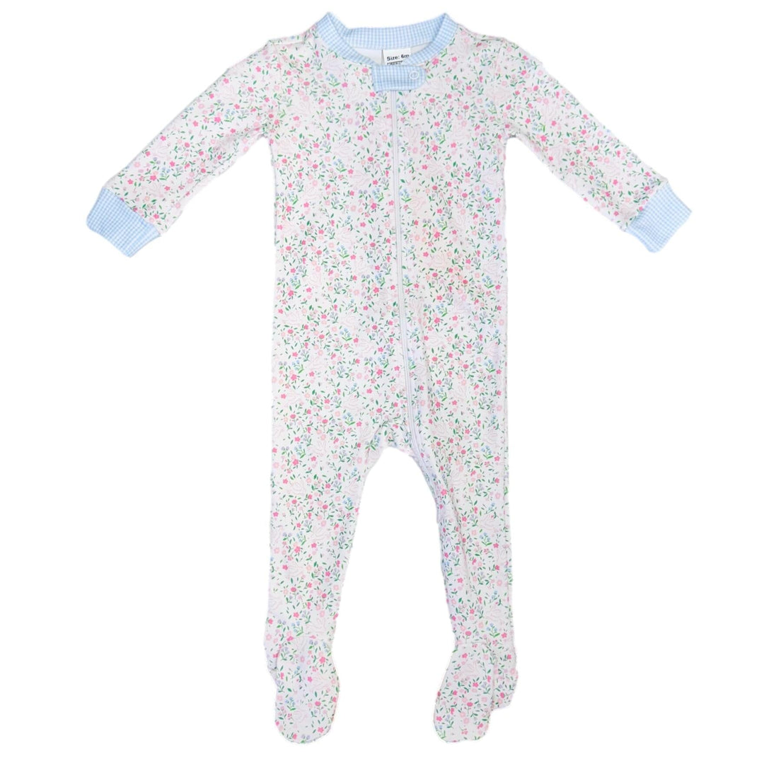 Once Upon A Time Footie - Belle Bunny Floral Girl Pajamas Lullaby Set