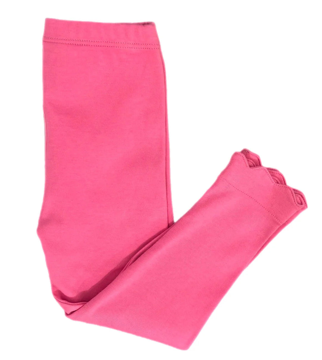 Pima Knit Scalloped Leggings - Bubblegum Pink Girl Leggings James and Lottie