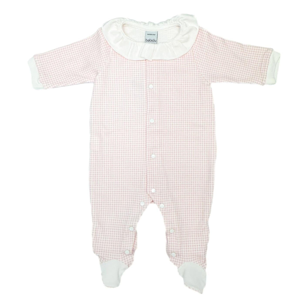 Pink Frill Mini Check Footie Girl Footie Babidu