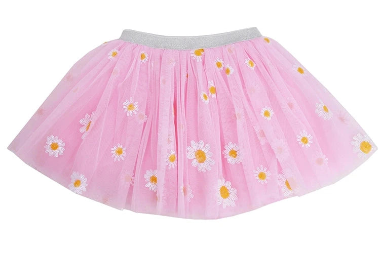 Pink Sequin Daisy Tutu Girl Skirt Sparkle Sisters