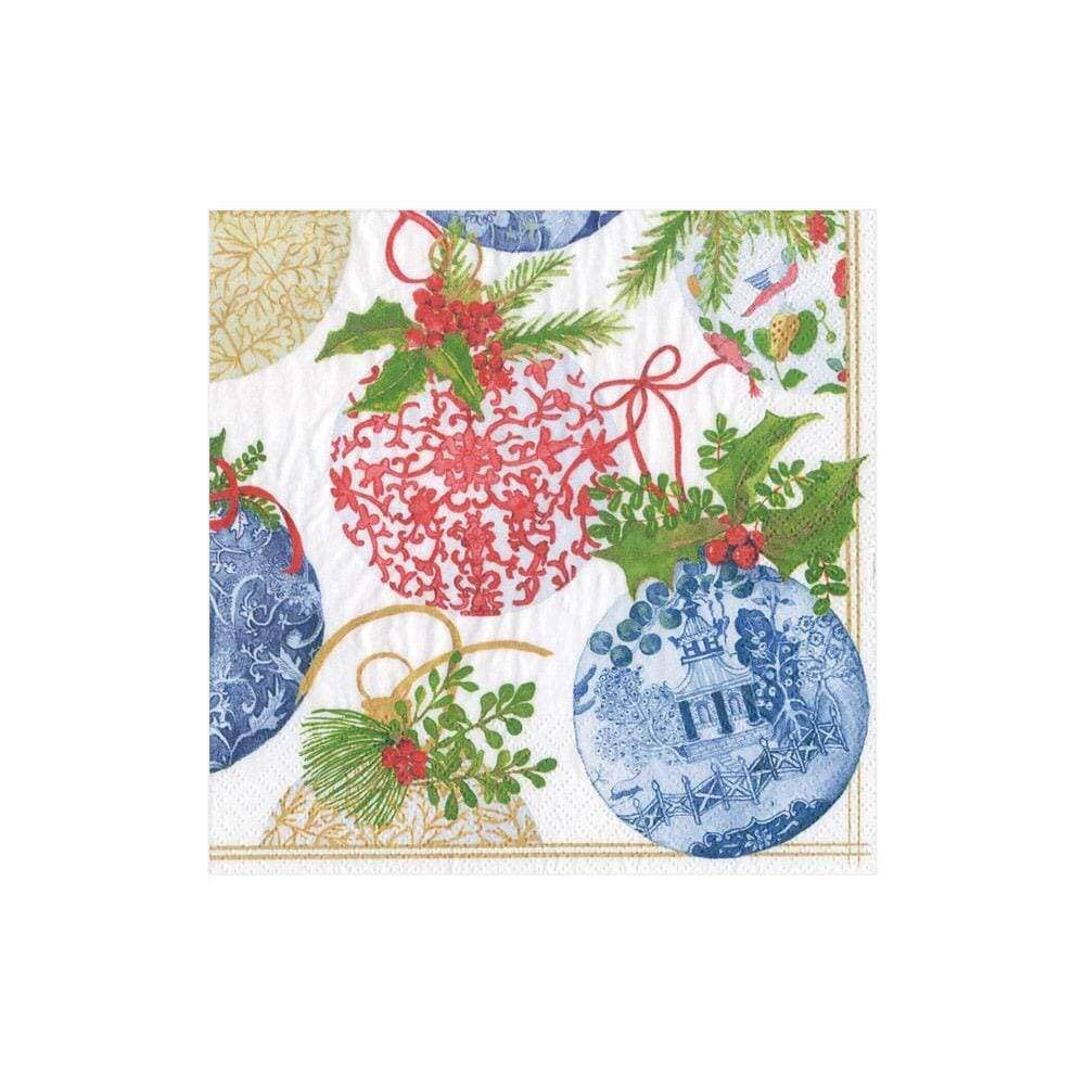Porcelain Ornaments Cocktail Napkins - 20 Per Package Cocktail Napkins Caspari