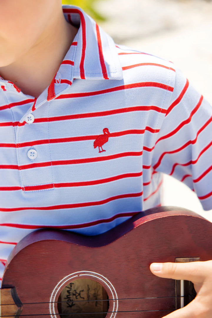 Prim and Proper Polo - Broward Blue Stripe/Richmond Red Boy Shirt Beaufort Bonnet 