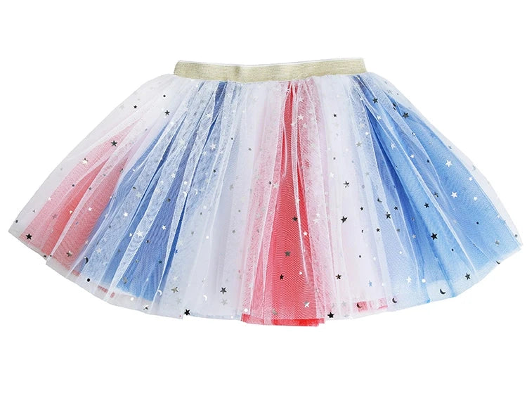 Red White and Blue with Stars Tutu Girl Skirt Sparkle Sisters