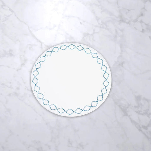 Round Embroidered Quatrefoil Placemats - Set of 4 Placemats Beatriz Ball 