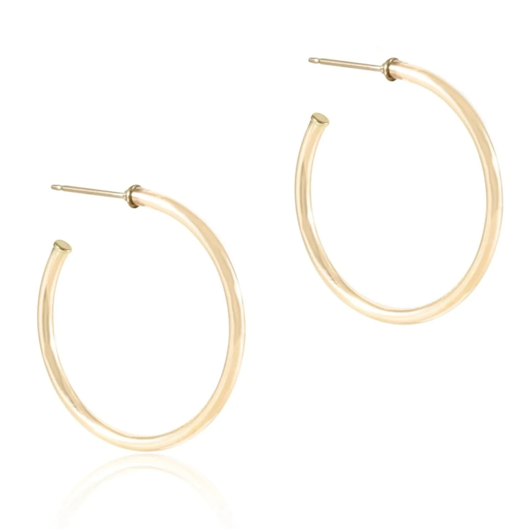 Round Gold Hoop with Post - 2mm Smooth Womens Earrings ENewton
