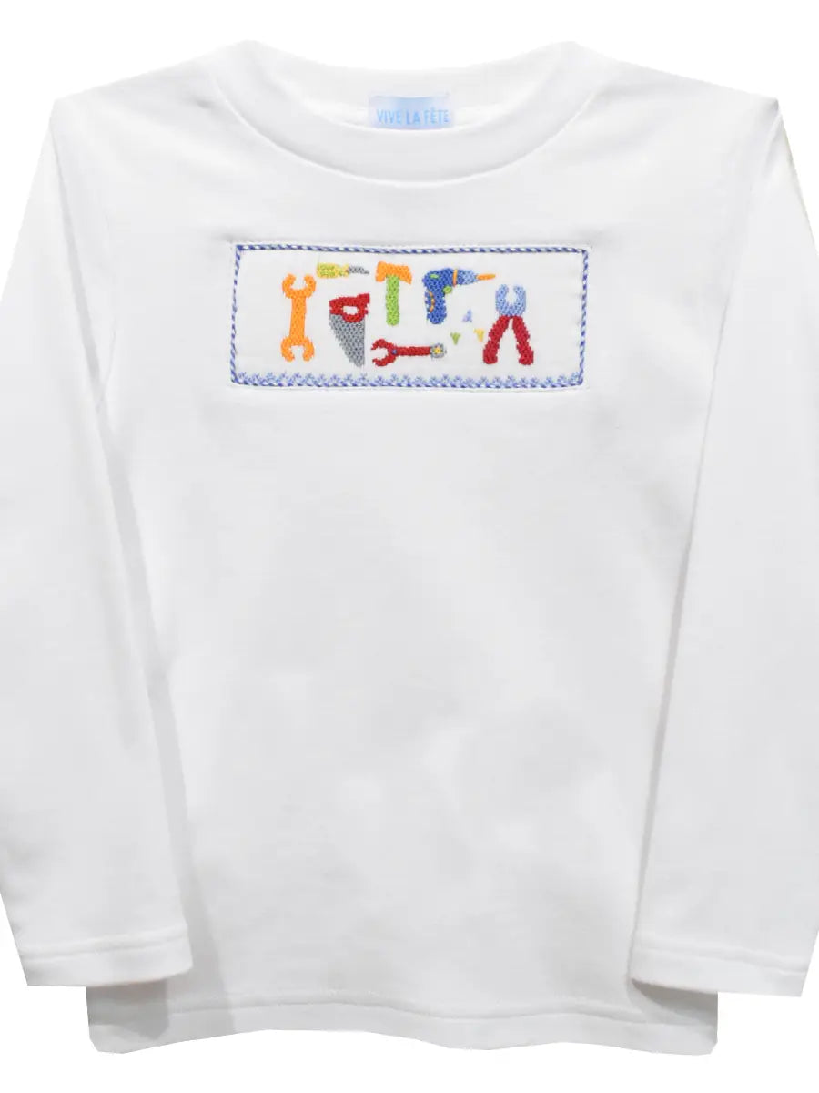 Smocked Long Sleeve T-Shirt - Tools Boy Shirt Vive La Fete