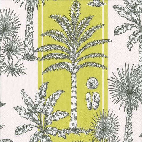 Southern Palms Green and White Cocktail Napkins - 20 per package Paper Napkins Caspari