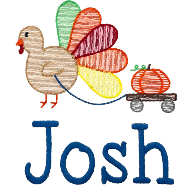 Thanksgiving Embroidery Options Holiday Embroidery The Horseshoe Crab Turkey with Wagon