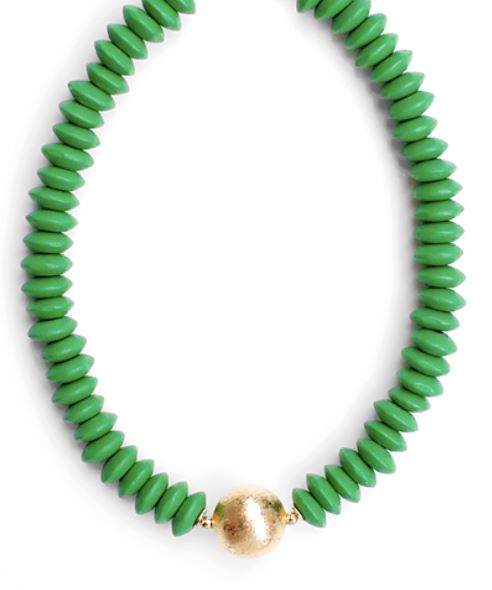 Wooden Bead and Gold Charm Choker Necklace Necklace Golden Stella