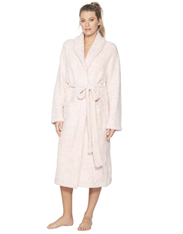 Adult Heathered Robe - Barefoot Dreams Robe Barefoot Dreams Dusty Rose and White 1 