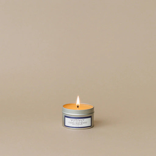 Aromatic Travel Tin Candle - Clean Crisp White Candle Votivo 