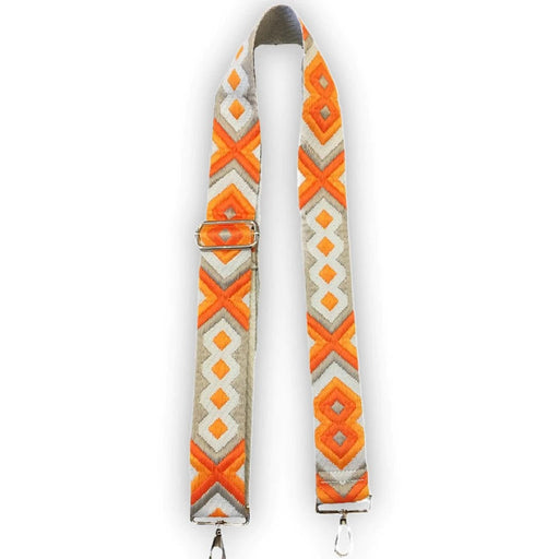 Aztec Embroidered Guitar Straps Purse Strap Ahdorned Cream and Orange 